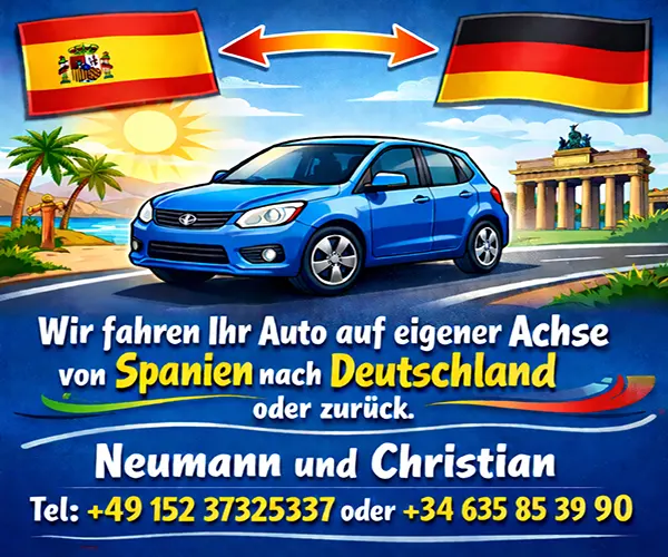 Wir fahren Ihr Auto auf eigener Achse von Spanien nach Deutschland oder zurück – Neumann und Christian